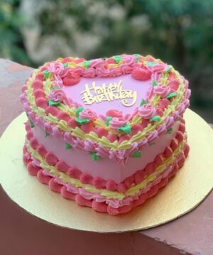 Vintage Pink Heart Cake