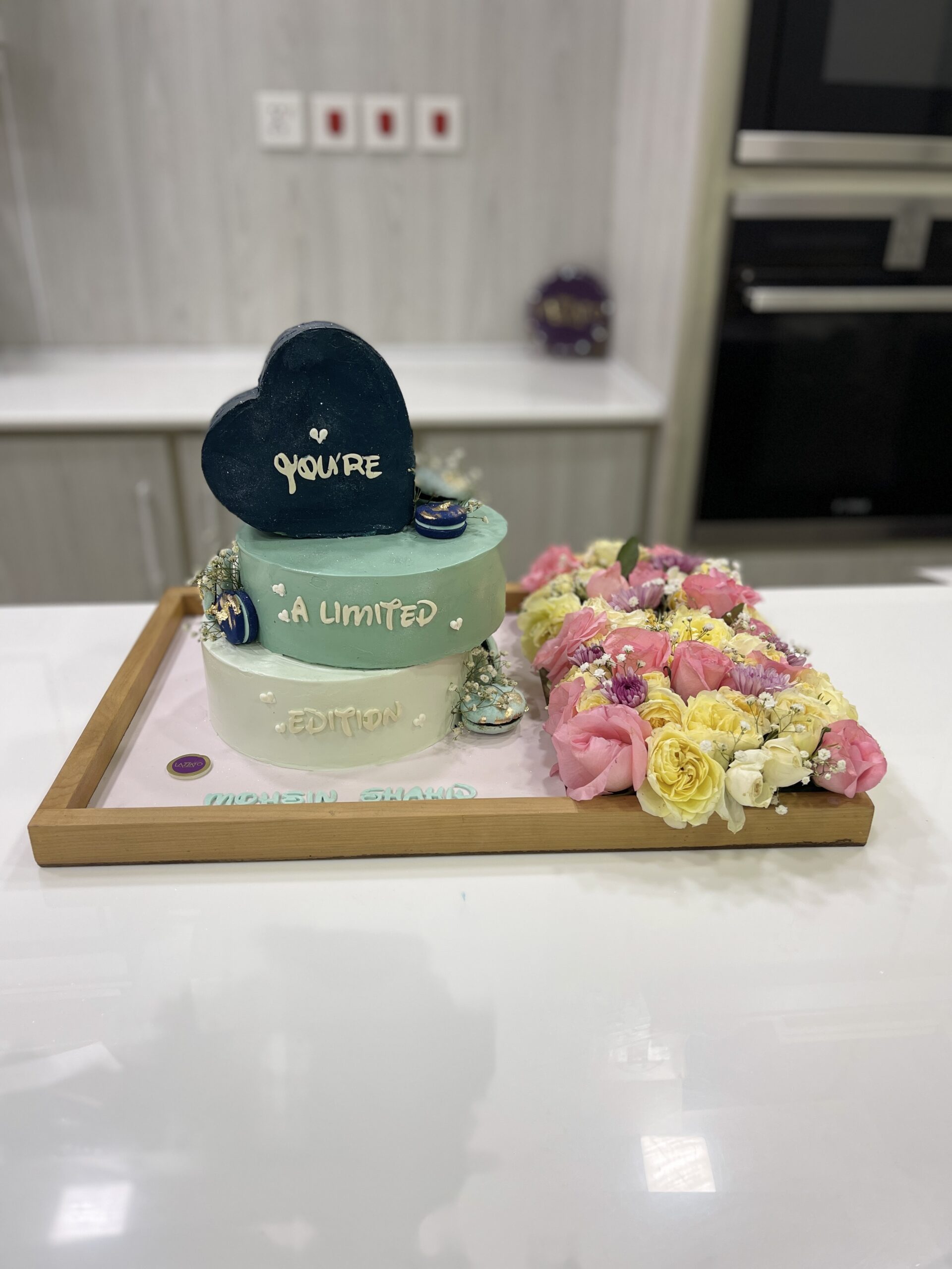 Wooden Floral Cake Tray