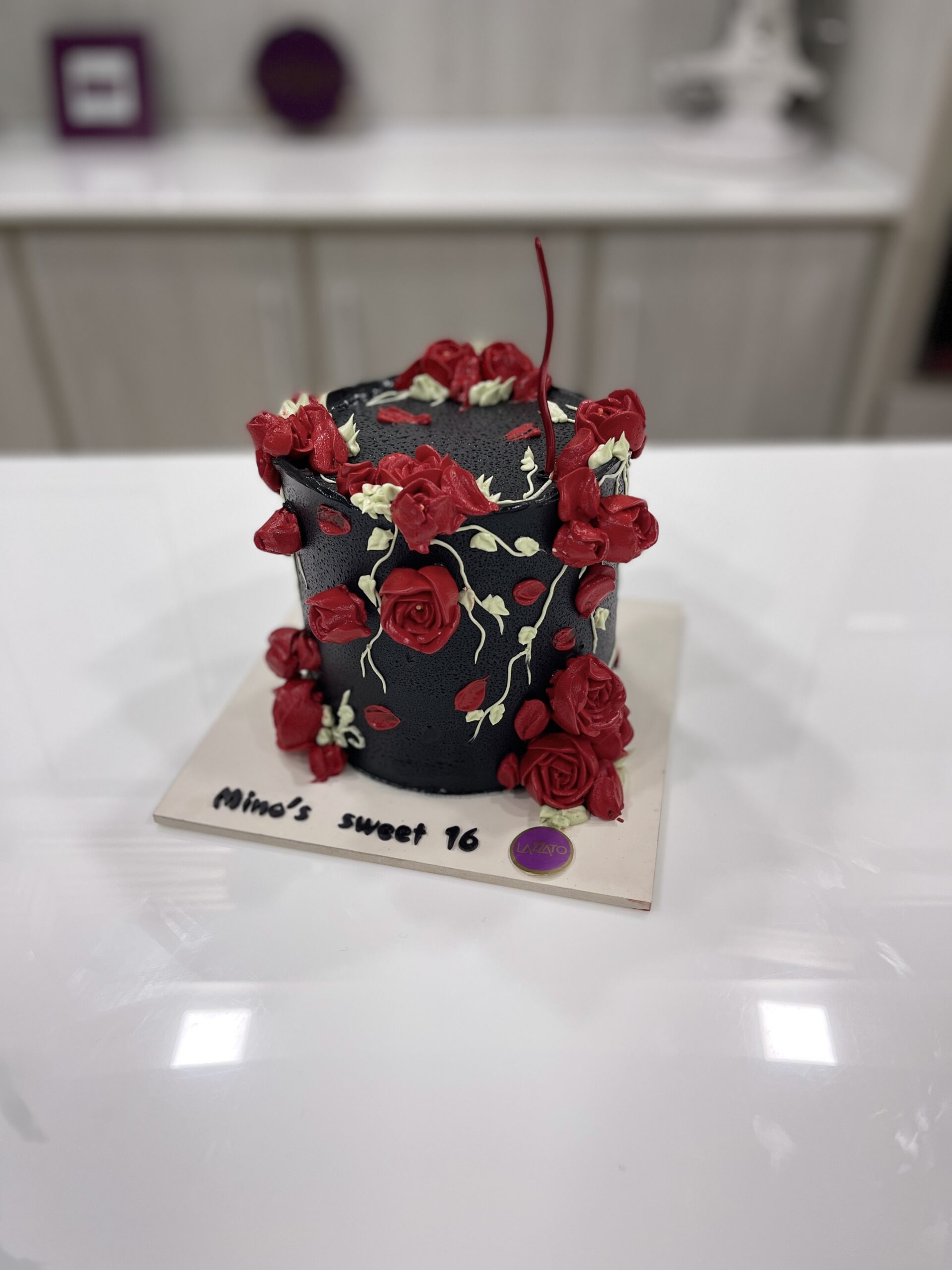 Black Red buttercream Floral