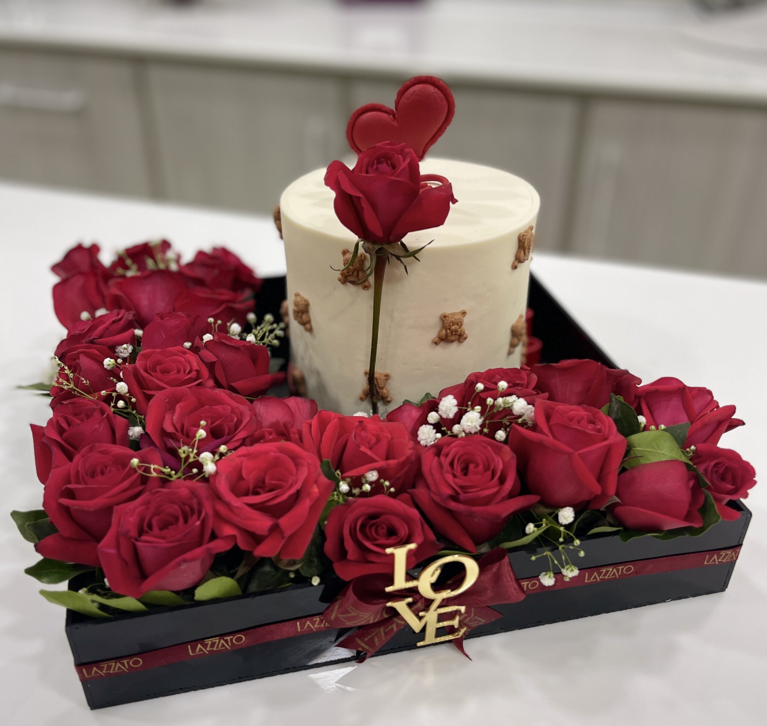 Red Flowers Acrylic Tray