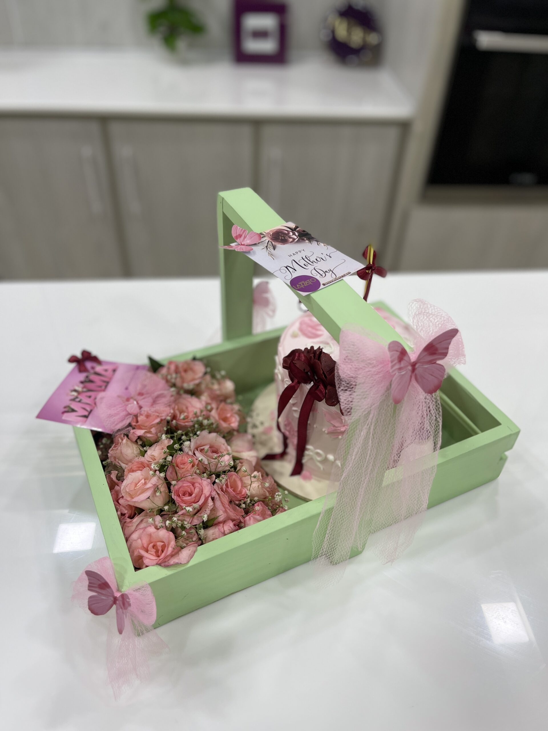 Wooden Floral Cake Cart
