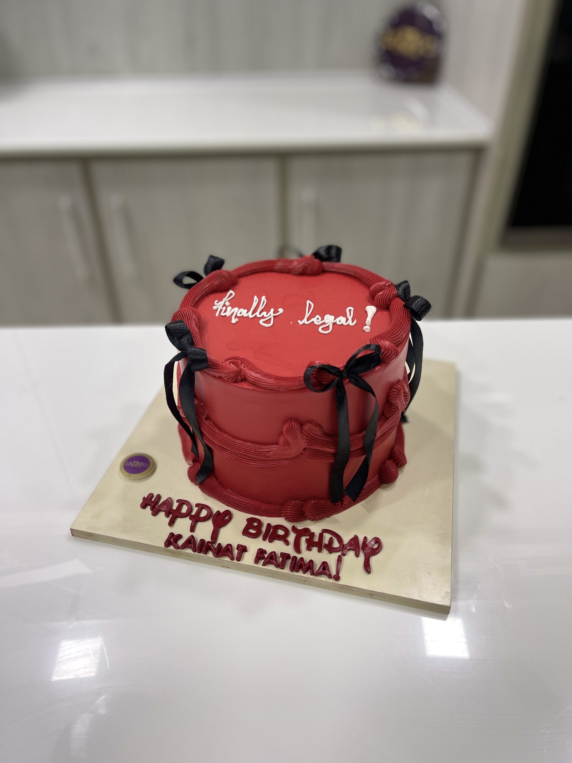Red Black Bow Cake