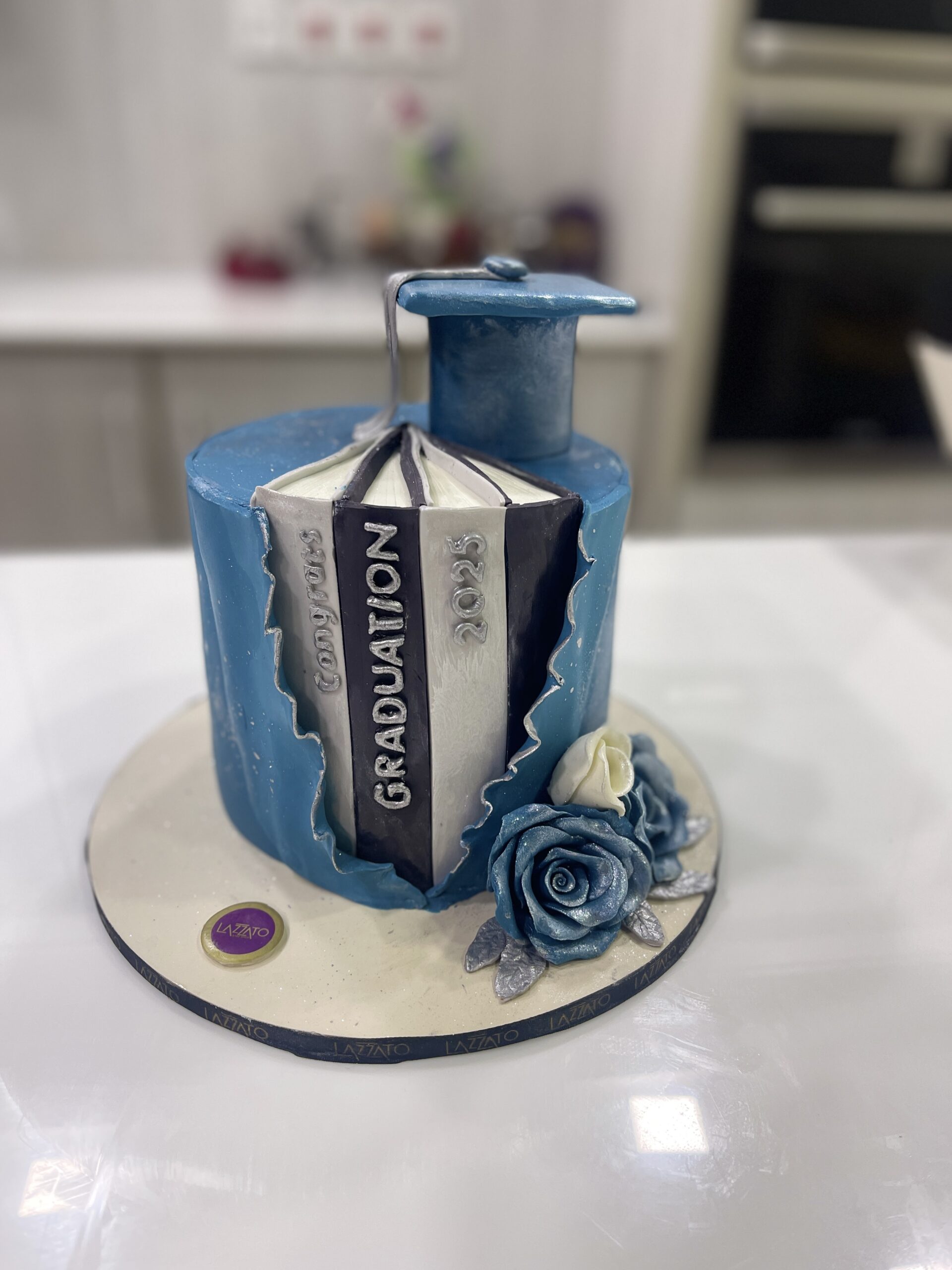 Blue Graduation Cake